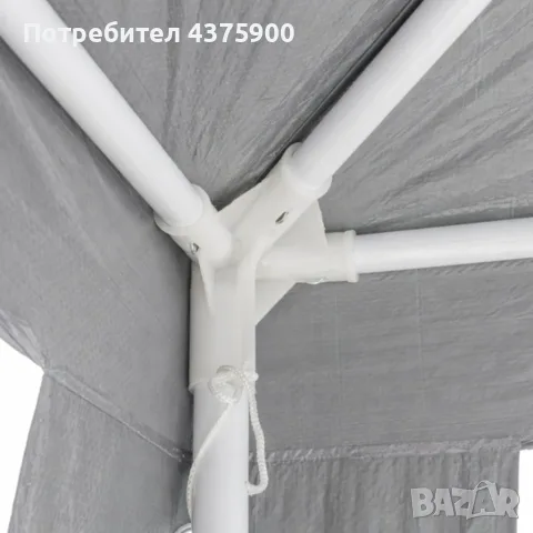 Градински PVC Павилион 3x3 м Сив – Водоустойчива Шатра с Прозорци и Странични Стени, снимка 4 - Други - 56155224
