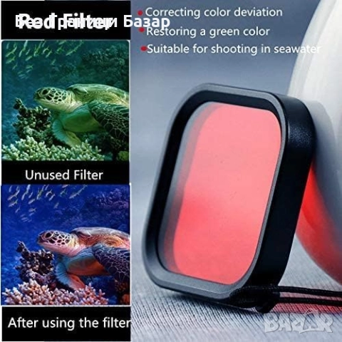 Нов GoPro Hero 8 Водоустойчив кейс 60м + 3 филтъра + плаваща дръжка, снимка 5 - Чанти, стативи, аксесоари - 51500439