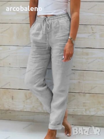 Дамски широки едноцветни панталони с еластична талия, 7цвята - 023, снимка 8 - Панталони - 41600464