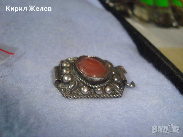 ЕЛЕМЕНТ от СТАРА БРОНЗОВА ПОСРЕБРЕНА ОРИЕНТАЛСКА ЕТНОГРАФСКА ГРИВНА с НАТУРАЛЕН КАРНЕОЛ 13818, снимка 5 - Антикварни и старинни предмети - 36225108