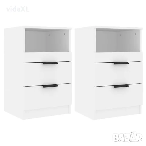 vidaXL Нощни шкафчета, 2 бр, бели, инженерно дърво