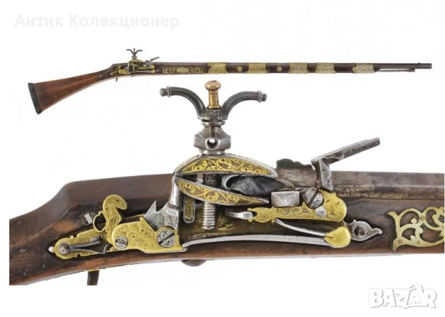 Колекционерска кремъчна пушка, Перфектна. 1810–1840 гг., снимка 1