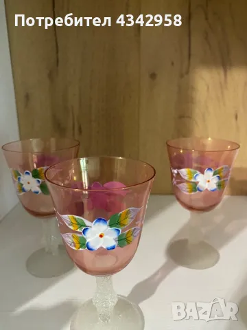 Vintage. Бохемско стъкло. Ръчно рисуване., снимка 5 - Антикварни и старинни предмети - 50417892