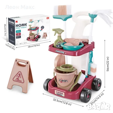 Комплект за почистване с количка, моп, снимка 3 - Играчки за стая - 48299857