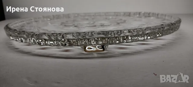 Чиния за торта/плато от кристално стъкло Walther Crystal Glas, около 1970 година "Sweetheart Ruby" , снимка 7 - Чинии - 47950424