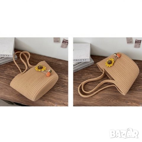 Плетена дамска чанта тип кошница Brown, снимка 10 - Чанти - 41477350