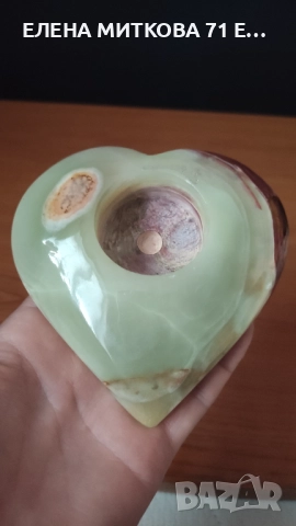 Свещник от естествен оникс във форма на сърце, снимка 3 - Други ценни предмети - 52900408