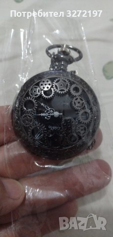 NOUSEG винтидж джобен кварцов часовник с римски цифри+ верижка, снимка 10 - Джобни - 41227197