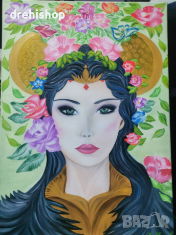 картина жена - рисувана с маслени бои 