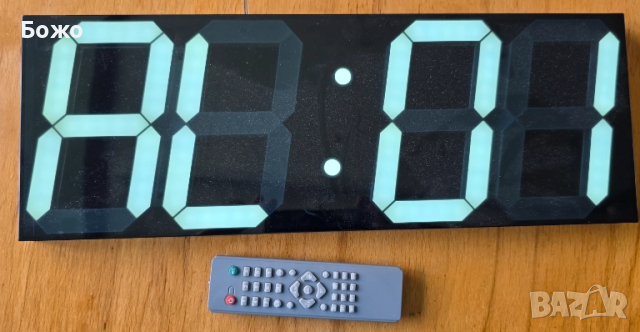 Нов Голям цифров LED часовник с календар, термометър, аларми, броячи и дистанционно, снимка 7 - Стенни часовници - 51713808