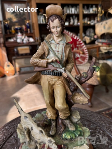 Италианска фигура -„Младият ловец с куче“. №7947, снимка 4 - Колекции - 53824315