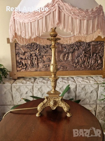 Превъзходна голяма антикварна бронзова настолна лампа , снимка 4 - Настолни лампи - 50605282