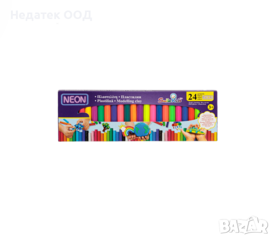 Пластилин в кутия, 24 различни неонови цвята, 500гр, снимка 1 - Пластелини, моделини и пясъци - 44617934
