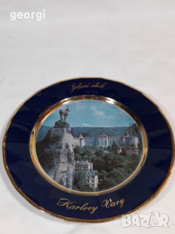 Порцеланова чиния Karlovy vary czechoslovakia кобалт със златен кант     18/2