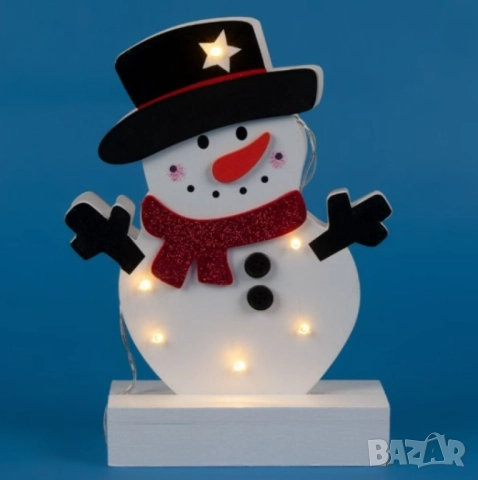 Светеща коледна украса във формата на снежен човек  