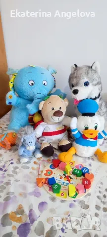 ЛОТ играчки за бебе, плюшени, дървен пъзел часовник, снимка 1