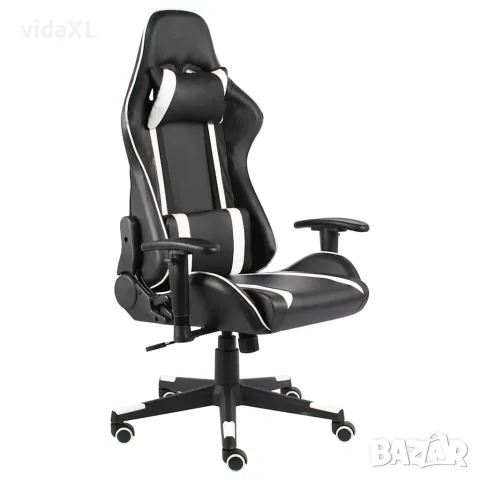 vidaXL Въртящ геймърски стол, бял, PVC