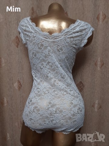 L/XL Бяло дантелено, еластично боди, снимка 4 - Корсети, бюстиета, топове - 39523499