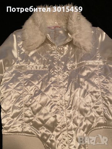 Бяло сатенено яке Tally Weijl с пухкава яка, снимка 6 - Якета - 42498314