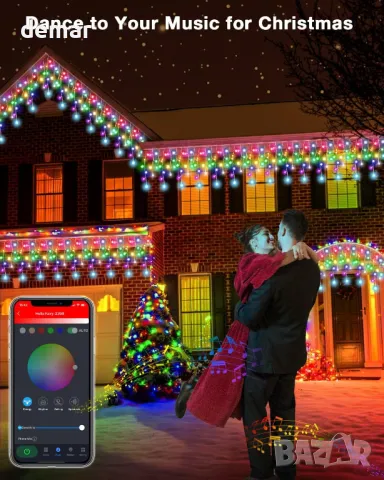 Интелигентни коледни светлини Icicle, промяна на цвета, 20 м, 598 LED, снимка 3 - Декорация за дома - 47982368