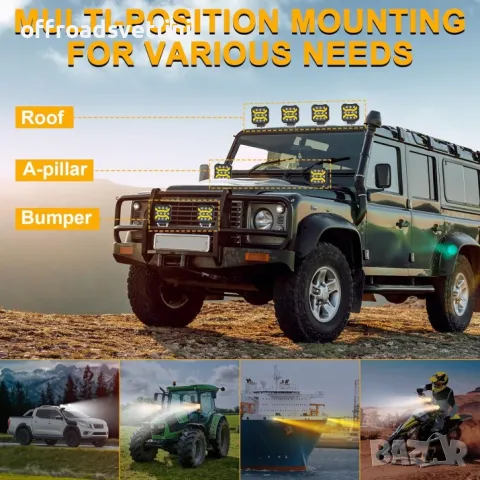 Висок клас LED Диоден Боен фар за трактор ATV мотокари камиони Квадрат, снимка 8 - Аксесоари и консумативи - 49380006