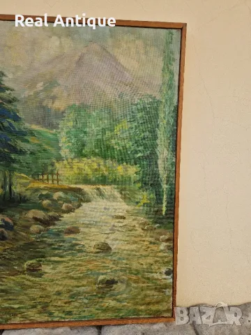 Иван Кънчев- масло пейзаж платно автор- 1970 г., снимка 4 - Антикварни и старинни предмети - 49208442