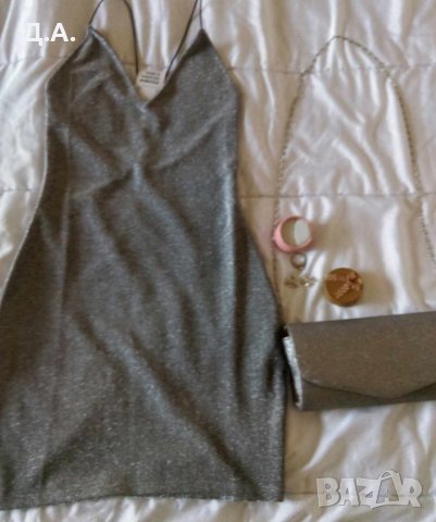 Нова сребриста рокля и чанта , снимка 2 - Рокли - 41591256