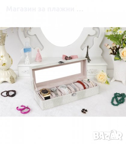 КУТИЯ ЗА ЧАСОВНИЦИ ОТ КРОКОДИЛСКА КОЖА С 6 ОТДЕЛЕНИЯ - код Крокодилска кожа, снимка 4 - Други - 34230278