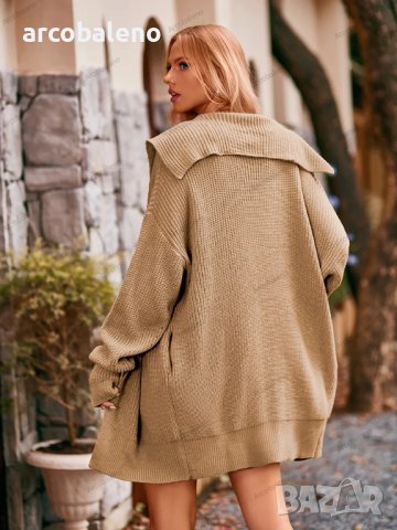 Модна дамска едноцветна жилетка с джобове и ревер, 7цвята , снимка 6 - Жилетки - 42238992