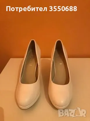 Обувки - бели, на висок ток, снимка 4 - Дамски обувки на ток - 47888279