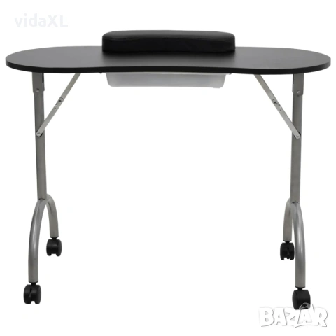 Маса за маникюр на колелца, сгъваема, черна(SKU:110123), снимка 2 - Маси - 53790840