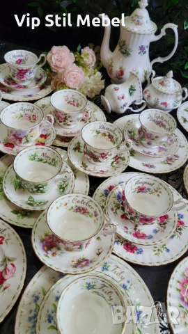 Пълен сервиз Royal Albert Flowers of the month , снимка 7 - Сервизи - 53562422