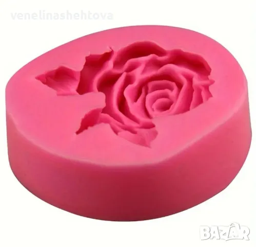 3D Голяма роза с листо Силиконов молд форма за свещи гипс сапун фондан за декорация на торта , снимка 4 - Форми - 48887394