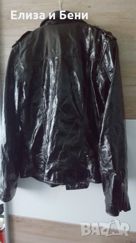 Унисекс рокерия кожено байкър мото яке с лачено покритие естествена кожа Tough Jeansmith, снимка 6 - Якета - 35728269