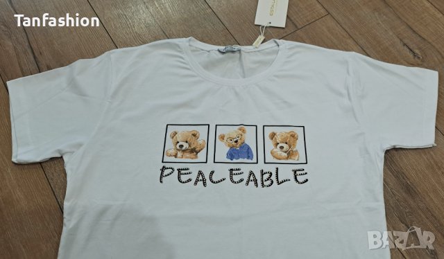 Дамска тениска с мечета , снимка 3 - Тениски - 41563034