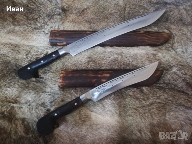 Масивен Нож,Острие Каракулак с Дървена Кания за Възстановки
