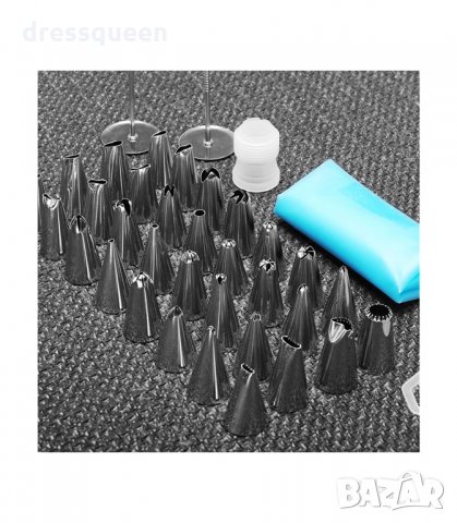 3133 Шприц за декорация с метални накрайници, комплект от 42 части, снимка 8 - Прибори за хранене, готвене и сервиране - 34238569