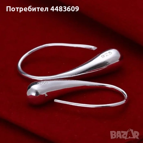 Сребърни обеци " Сълза " , снимка 4 - Обеци - 53471595