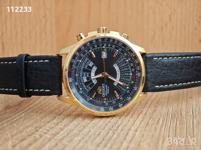 БАРТЕР Orient Sport Multi Year Calendar Black Dial Black Leather Strap, снимка 7 - Мъжки - 51670015