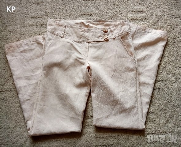 Прав ленен панталон с ниска талия , снимка 4 - Панталони - 42032161