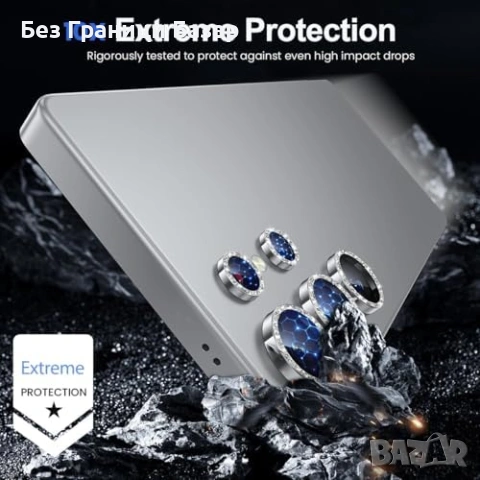 Нов S26 Ultra протектор лещи 9H сапфир + алуминиев ринг HD AR Защита камера Самсунг, снимка 3 - Фолия, протектори - 53646446