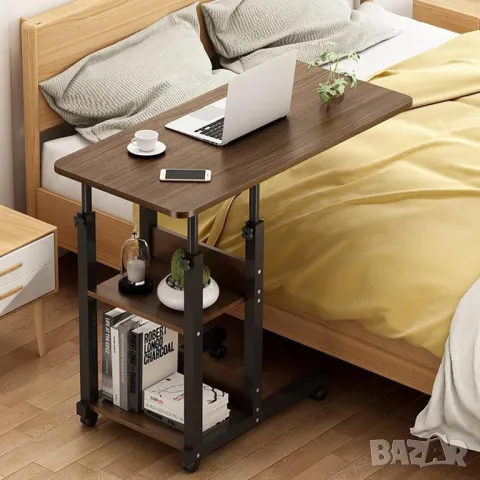Маса с регулируема височина, компютърно бюро колела 80 см на 40 см