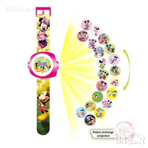 Детски часовник с вграден проектор. Проектират се над 20 картинки.  1 година гаранция., снимка 9 - Други - 52799729