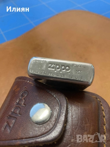 Запалка Zippo Bradford PA Silver Plated + кожен калъф, снимка 3 - Запалки - 51976370