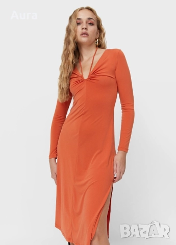 Midi orange dress , снимка 3 - Рокли - 51599818