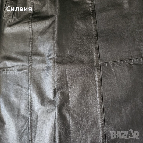 Дълга кожена пола телешка истинска естествена кожа 42 номер M-L размер, снимка 6 - Поли - 52409692