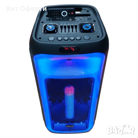 Преносима светеща караоке тонколона с микрофон и дистанционно управление, снимка 2 - Тонколони - 53090169