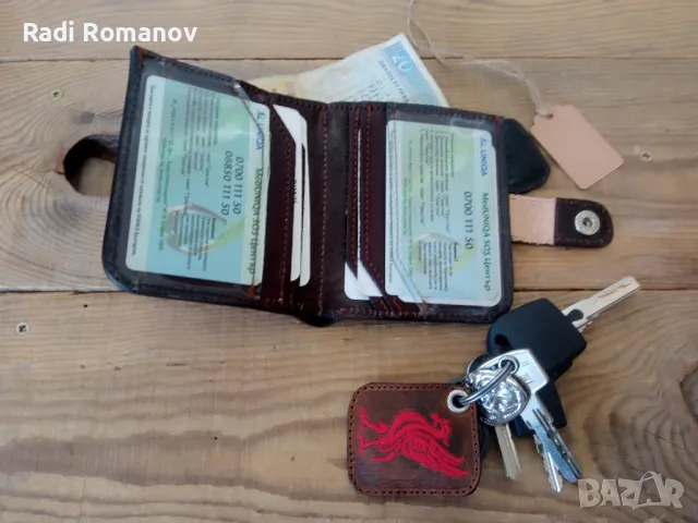 Ръчно изработен мъжки кожен портфейл, кожено портмоне , снимка 2 - Портфейли, портмонета - 49404752