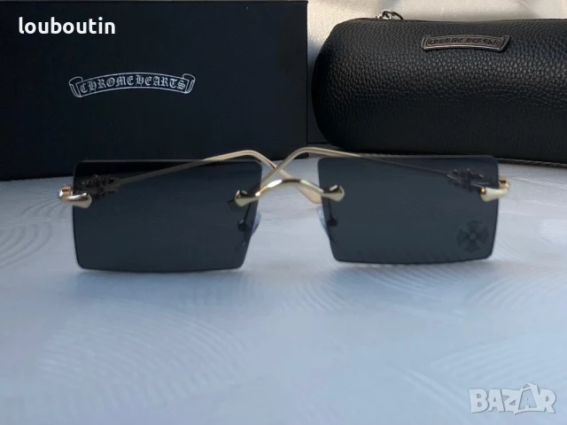CHROME HEARTS мъжки слънчеви очила правоъгълни, снимка 11 - Слънчеви и диоптрични очила - 50741455