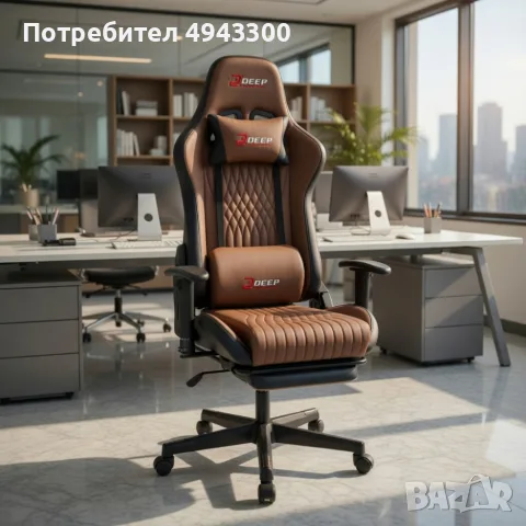 Ергономичен геймърски стол бордо с поставка за крака, регулируема височина и 3D подлакътници, снимка 10 - Геймърски - 56075298
